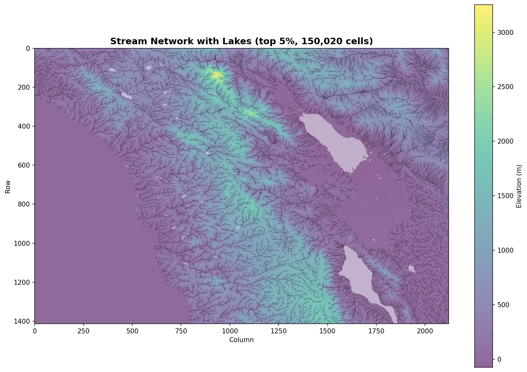 Stream Network with Lakes